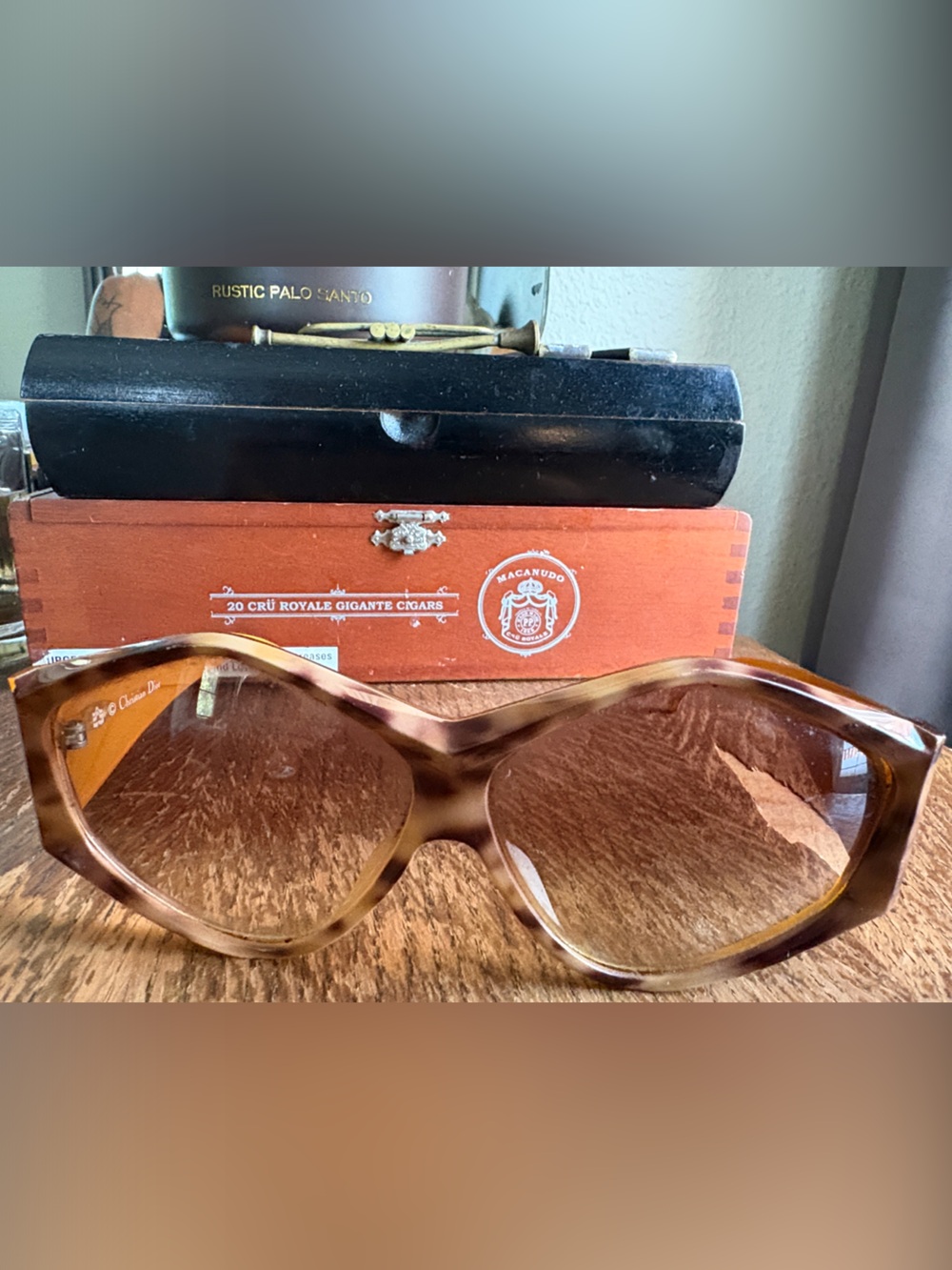 Vintage Christian Dior Tortoiseshell Brown Oversized Women's Sunglasses